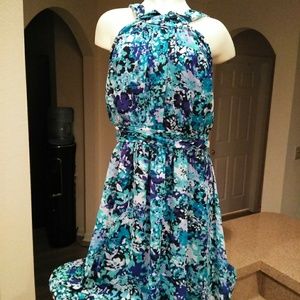 Blue Floral Empire Dress